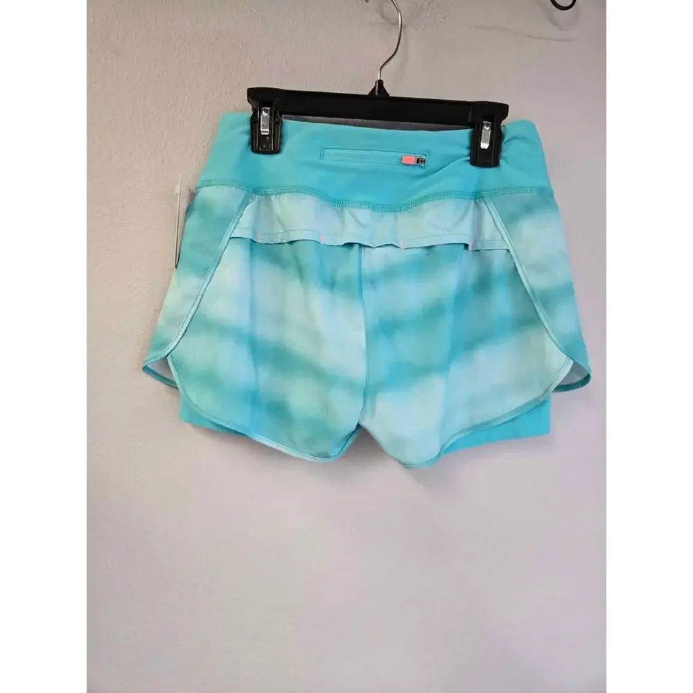 MPG Sport Tie-Dye Running Shorts w/ Liner & Zip Pocket - Teal/Blue - Size XS - Picture 2 of 4